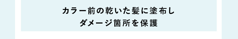 カラー前の乾いた髪に塗布しダメージ箇所を保護
