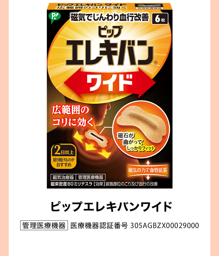 ピップエレキバンワイド | 管理医療機器 医療機器認証番号 305AGBZX00029000