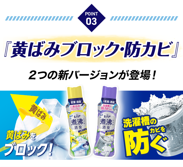 POINT 03　「黄ばみブロック・防カビ」