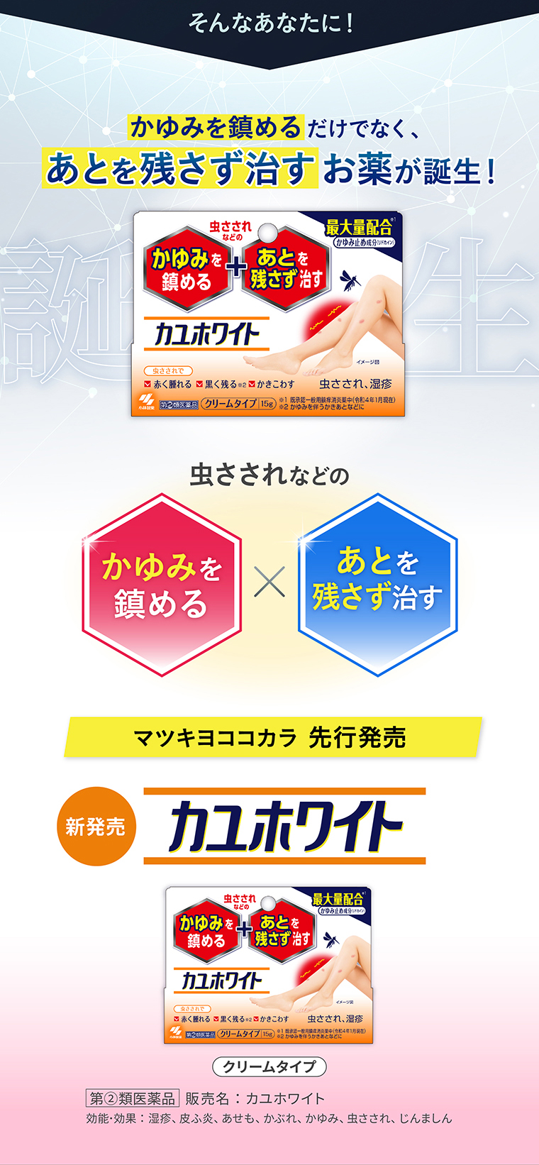 かゆみを鎮めるだけでなく、あとを残さず治すお薬が誕生！
