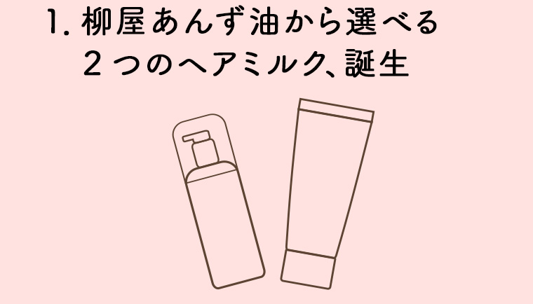 1. 柳屋あんず油から選べる2つのヘアミルク、誕生