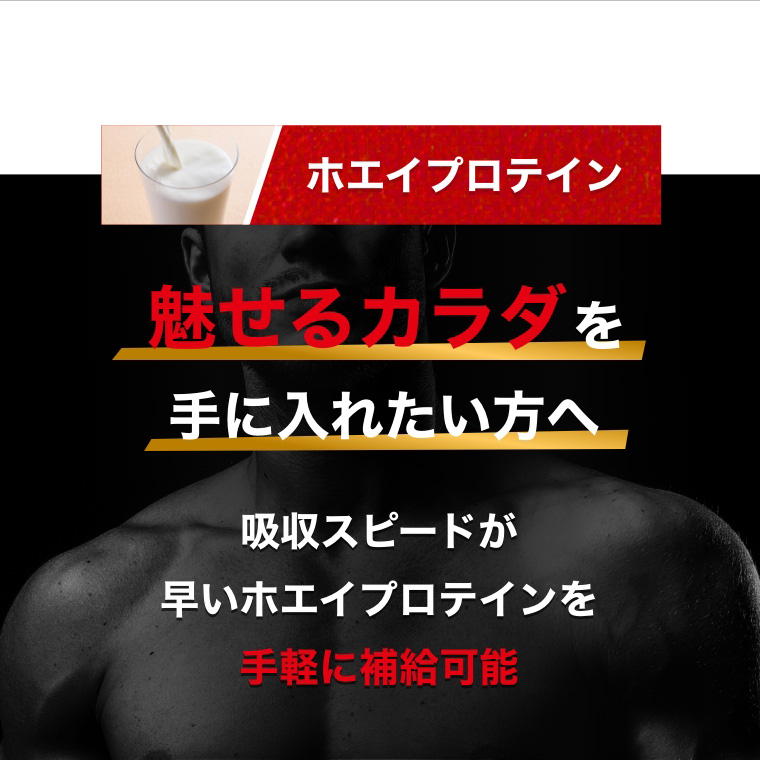 ホエイプロテイン 魅せるカラダを手に入れたい方へ 吸収スピードが早いホエイプロテインを手軽に補給可能