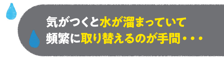 気がつくと水が溜まっていて頻繁に取り替えるのが手間・・