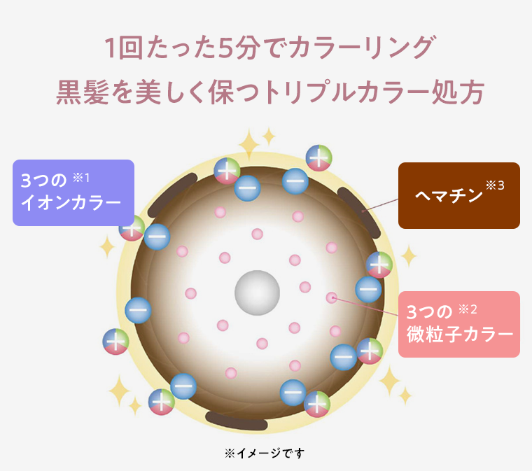 1回たった5分でカラーリング　黒髪を美しく保つトリプルカラー処方