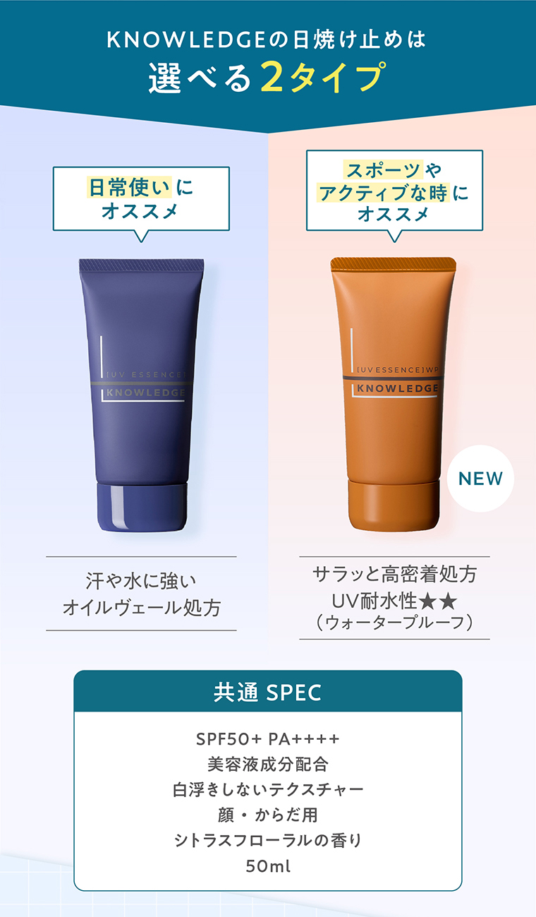 KNOWLEDGEの日焼け止めは選べる２タイプ