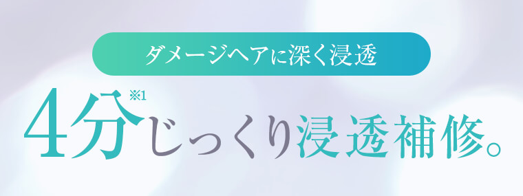 ダメージヘアに深く浸透　4分じっくり浸透補修