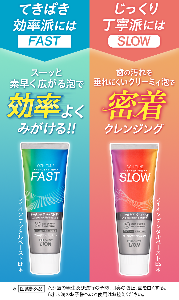 てきぱき効率派にはFAST　じっくり丁寧派にはSLOW