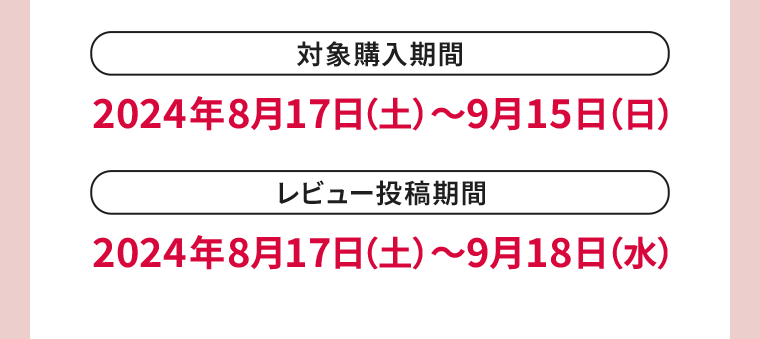対象購入期間　レビュー投稿期間