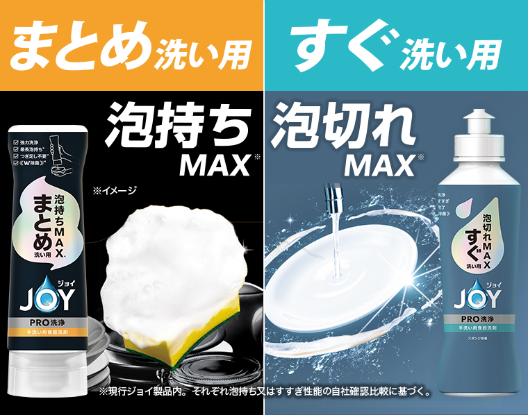 まとめ洗い用 泡持ちMAX　泡切れMAX　すぐ洗い用
                                        