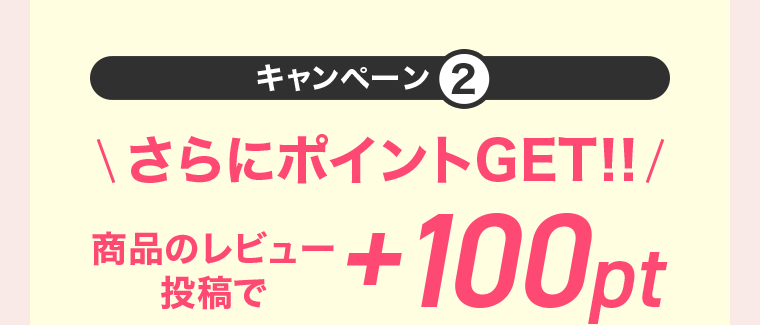 キャンペーン2  さらにポイントGET!! 商品のレビュー投稿で+100pt