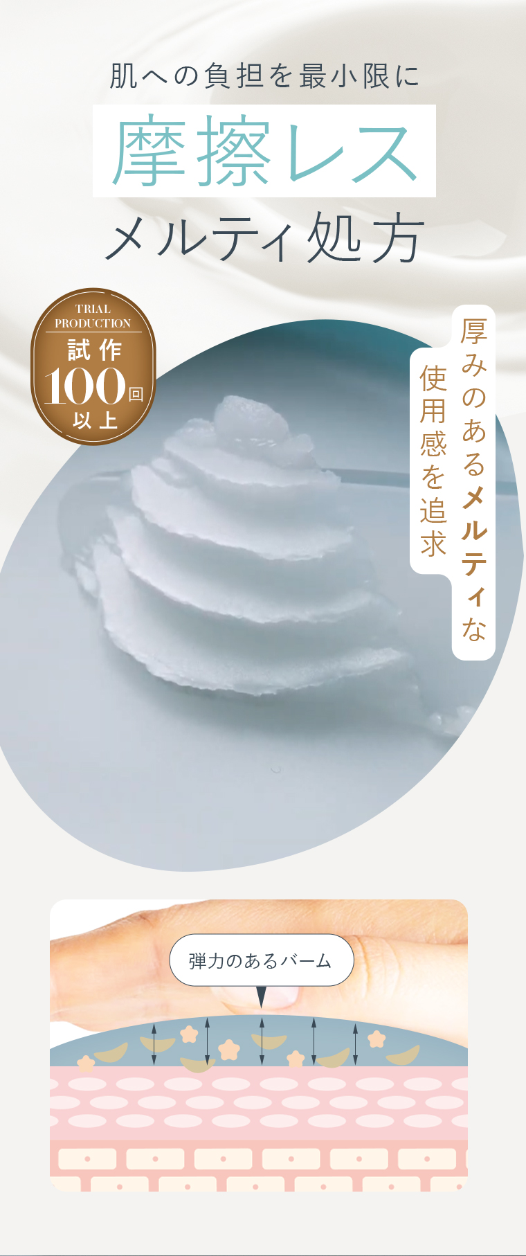 肌への負担を最小限に摩擦レスメルティ処方