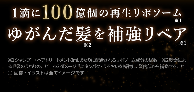1滴に100億個の再生リポソーム　ゆがんだ髪を補強リペア