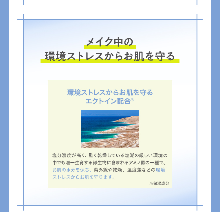 メイク中の肌あれケアと環境ストレスからお肌を守る 環境ストレスからお肌を守るエクトイン配合
