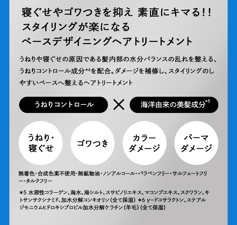寝ぐせやゴワつきを抑え 素直にキマる！！スタイリングが楽になる ベースデザイニングトリートメント