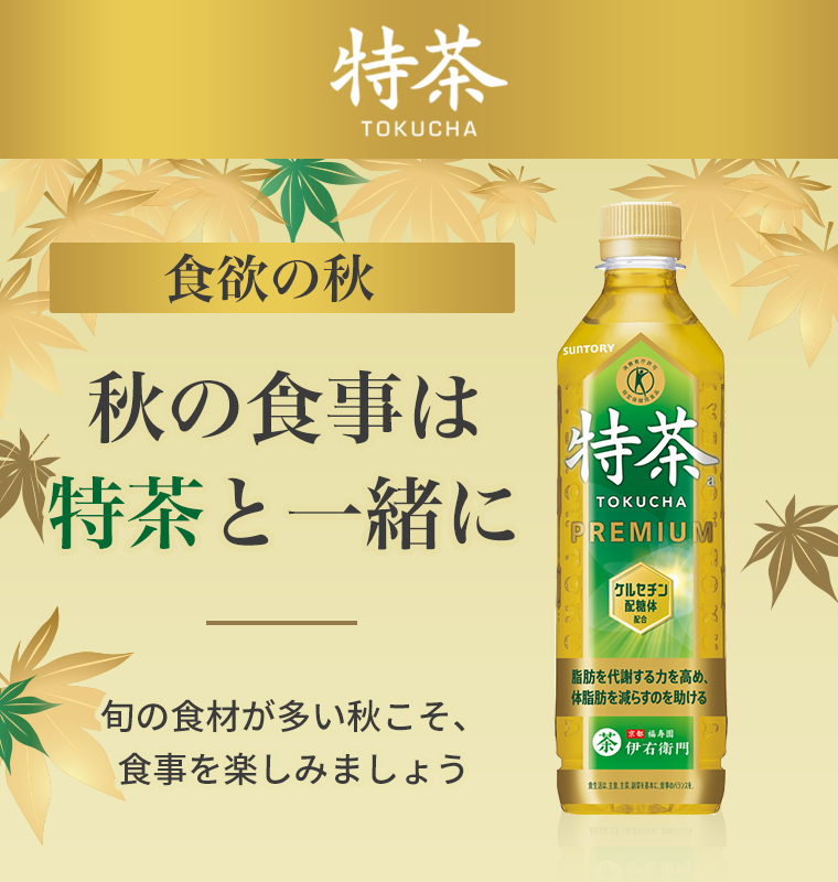 食欲の秋秋の食事は特茶と一緒に 旬の食材が多い秋こそ、食事を楽しみましょう