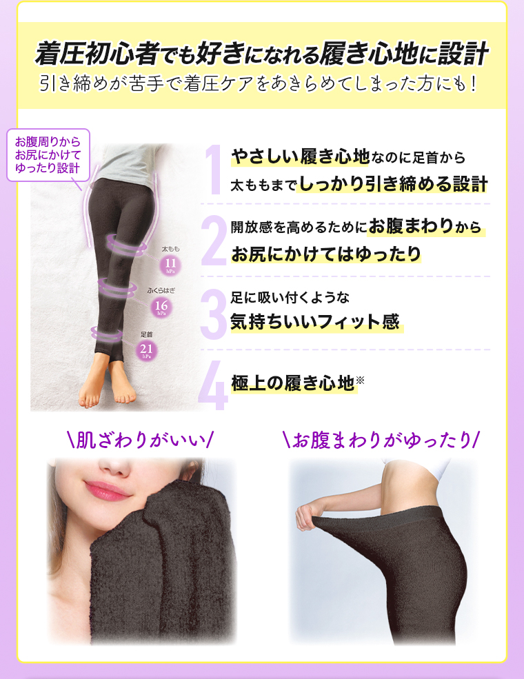 着圧初心者でも好きになれる履き心地に設計