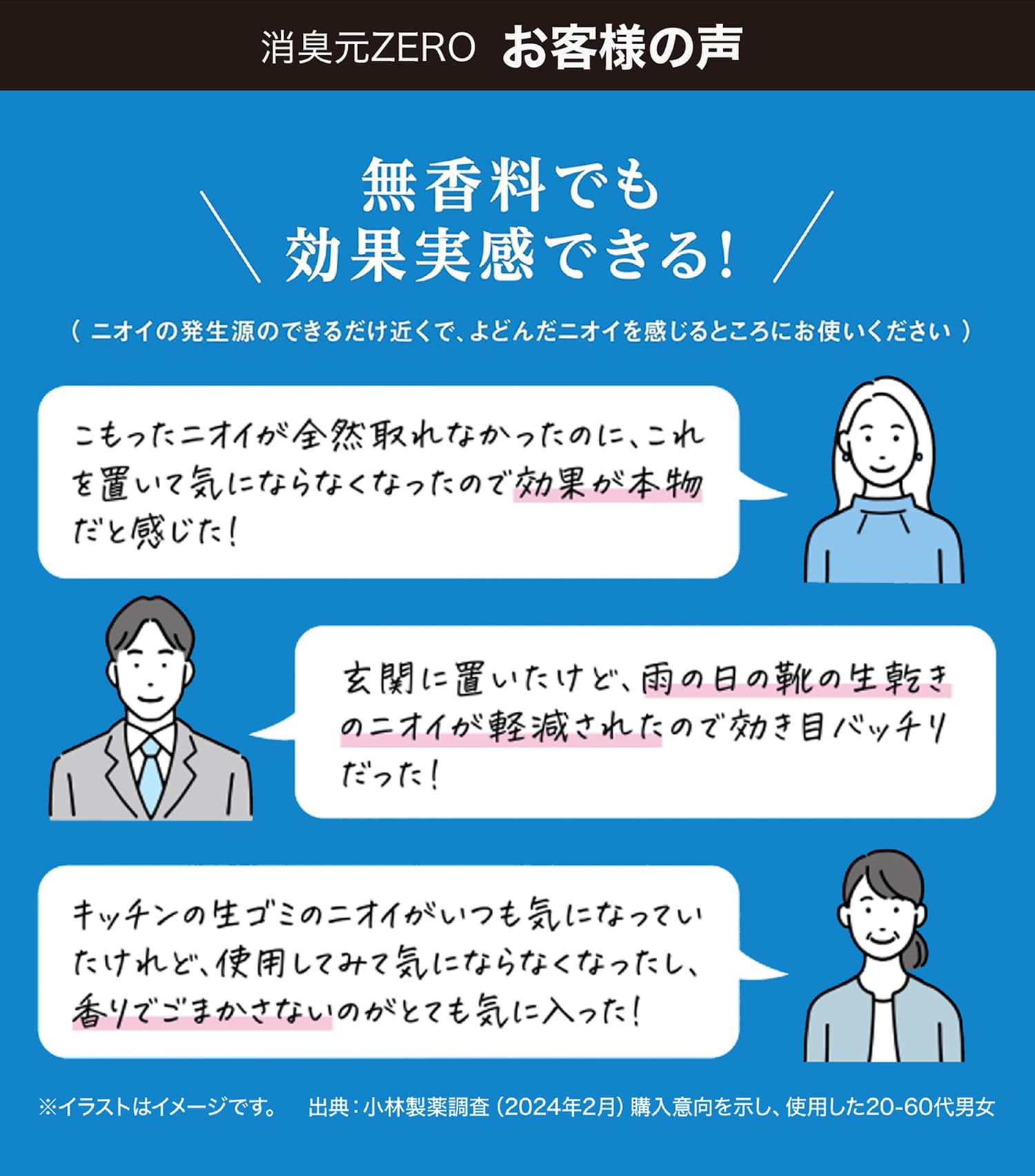 消臭元ZERO お客様の声 無香料でも効果実感できる！