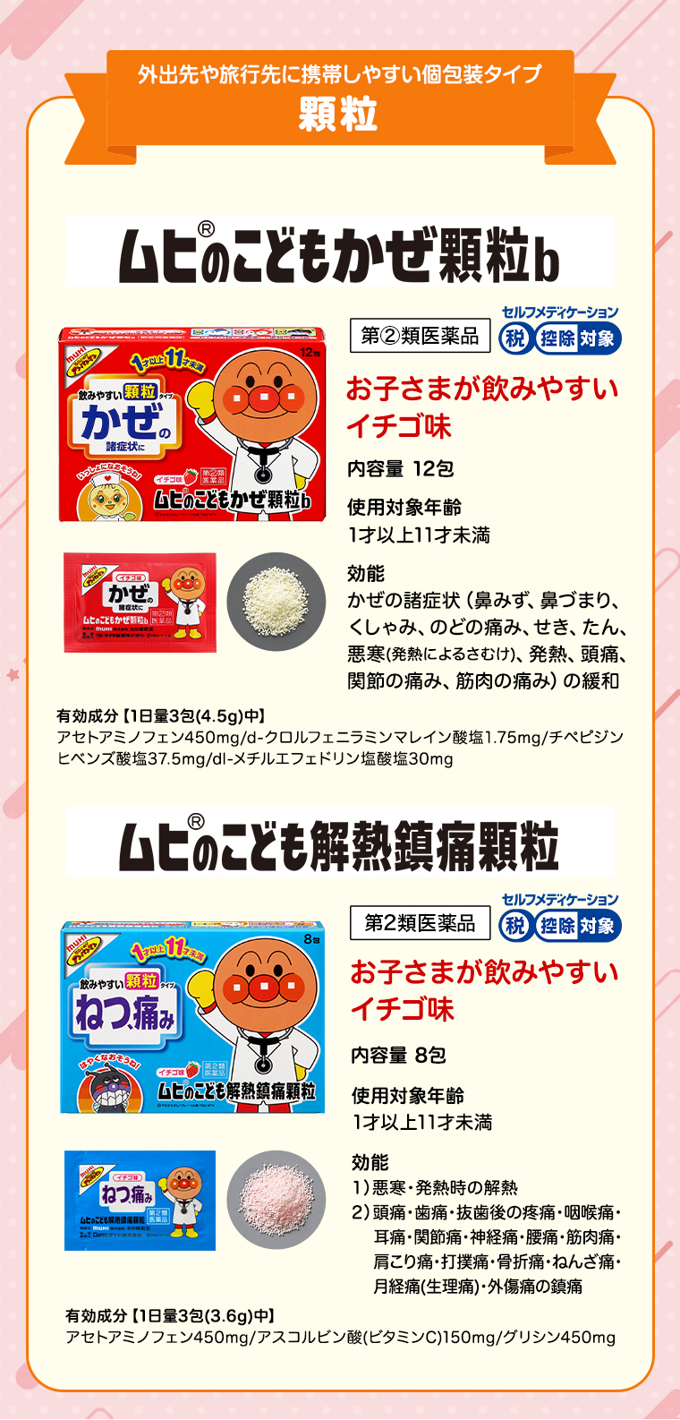 外出先や旅行先に携帯しやすい個包装タイプ顆粒