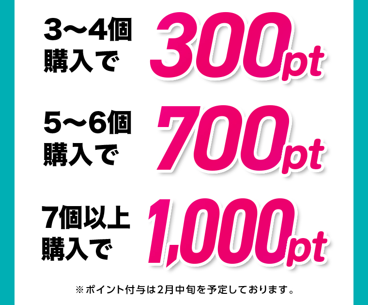 5個購入で700pt7個購入で1,000pt