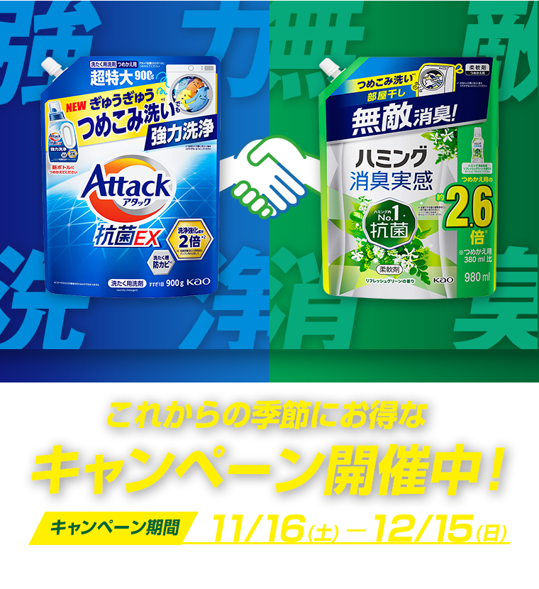 これからの季節にお得なキャンペーン開催中！キャンペーン期間：11/16（土）-12/15（日）