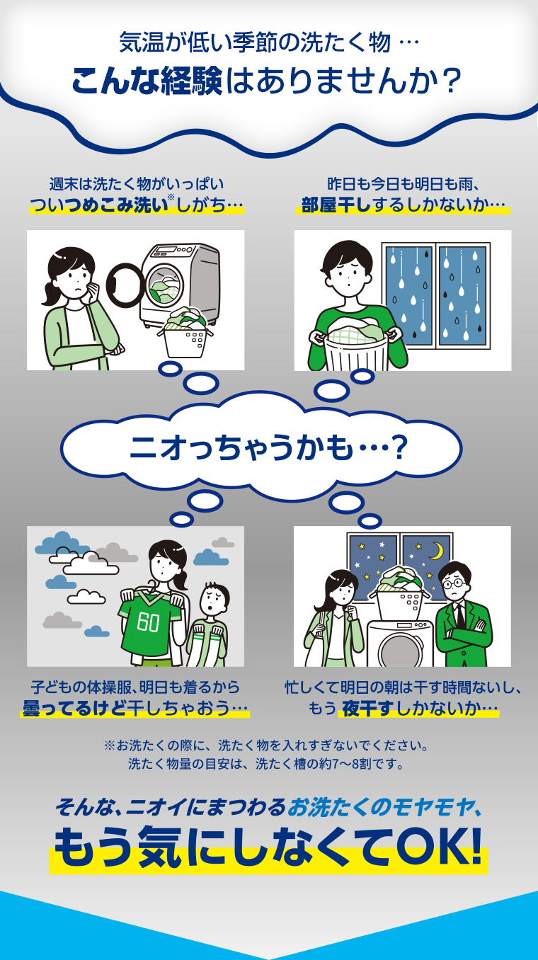 気温が低い季節の洗たく物…こんな経験はありませんか？