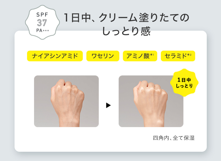 1日中、クリーム塗りたてのしっとり感