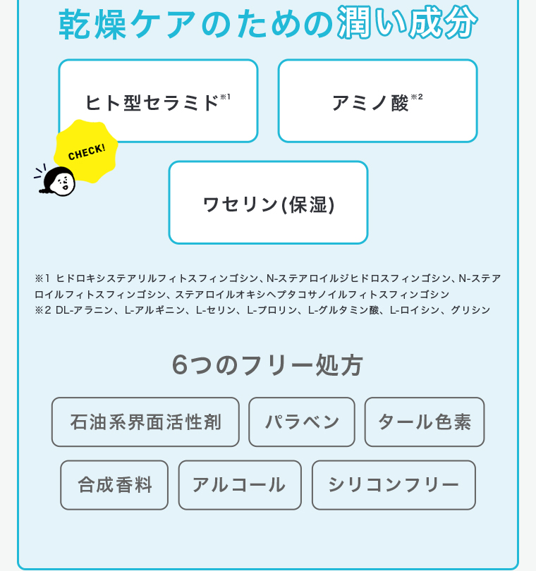 乾燥ケアのための潤い成分