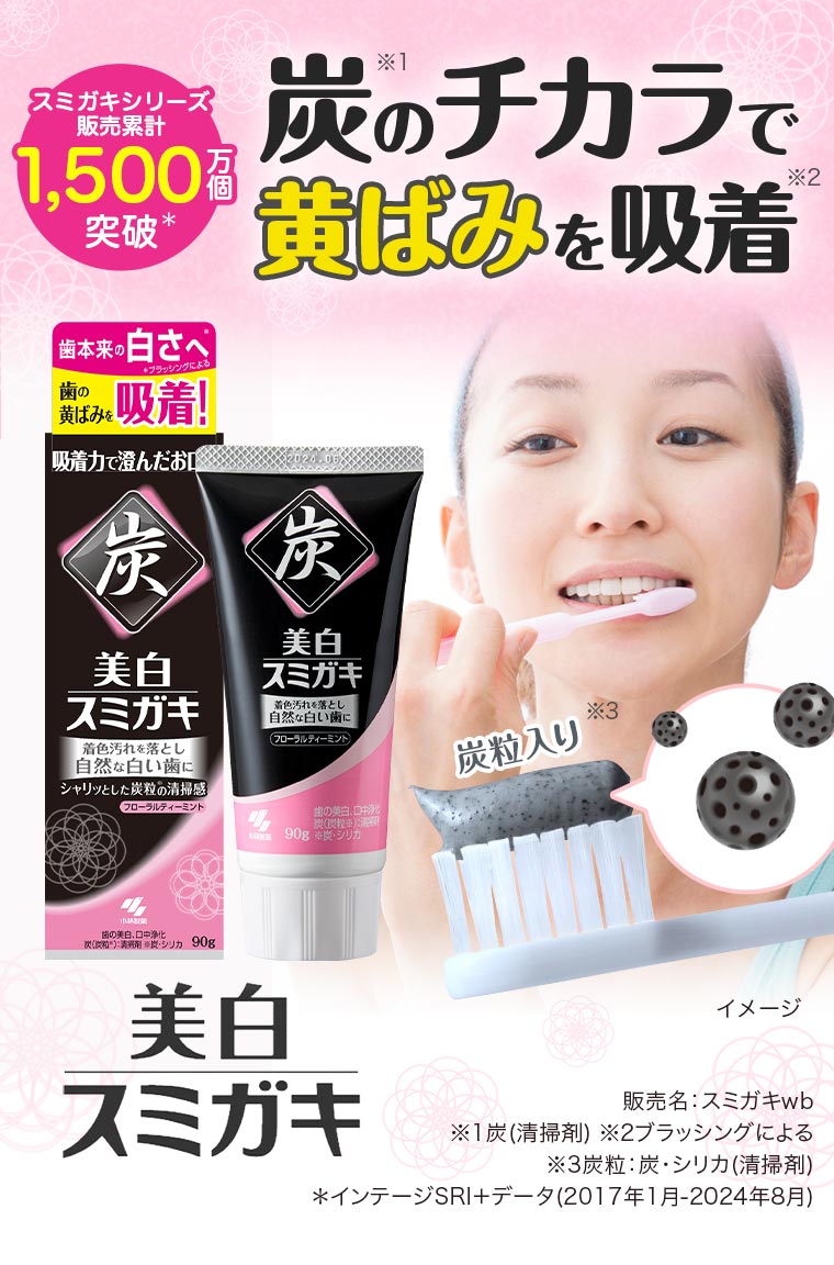 炭のチカラで黄ばみをを吸着