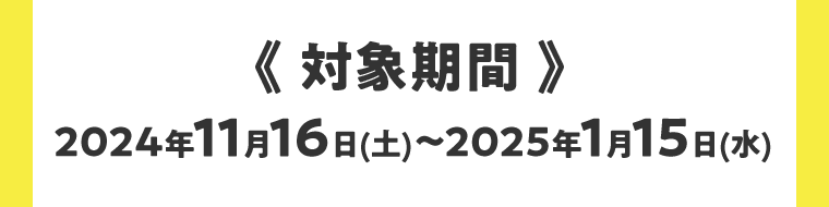 《対象期間》2024年11月16日(土)〜2025年1月15日(水)