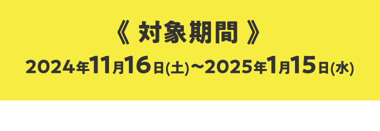 《対象期間》2024年11月16日(土)〜2025年1月15日(水)