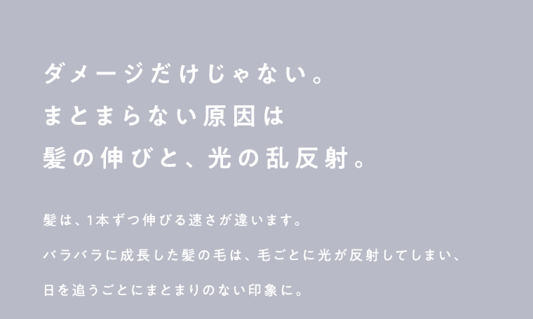 ダメージだけじゃない。まとまらない原因は髪の伸びと、光の乱反射。