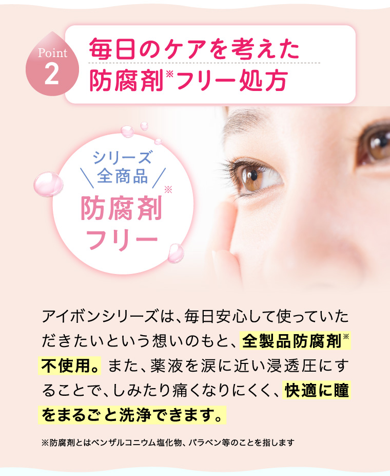 Point2　毎日のケアを考えた防腐剤フリー処方