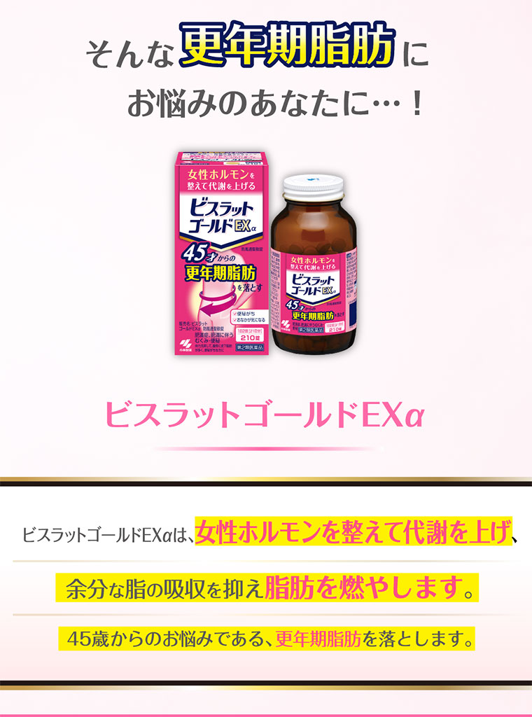 そんな更年期脂肪にお悩みのあなたに…！ビスラットゴールドEXα