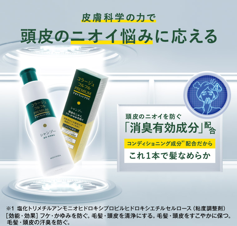 皮膚科学の力で頭皮のニオイ悩みに応える 頭皮のニオイを防ぐ「消臭有効成分」コンディショニング成分配合だからこれ1本で髪なめらか