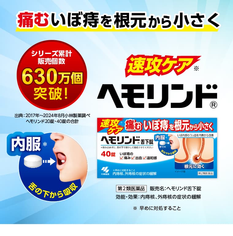 痛むいぼ痔を根元から小さく 速攻ケア ヘモリンド