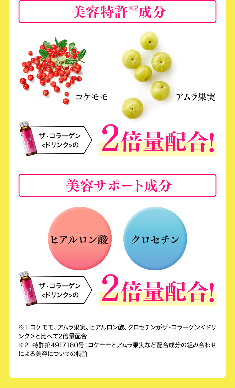 美容特許成分 美容サポート成分 2倍量配合