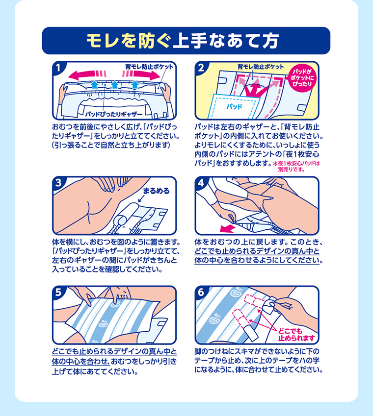 モレを防ぐ上手なあて方