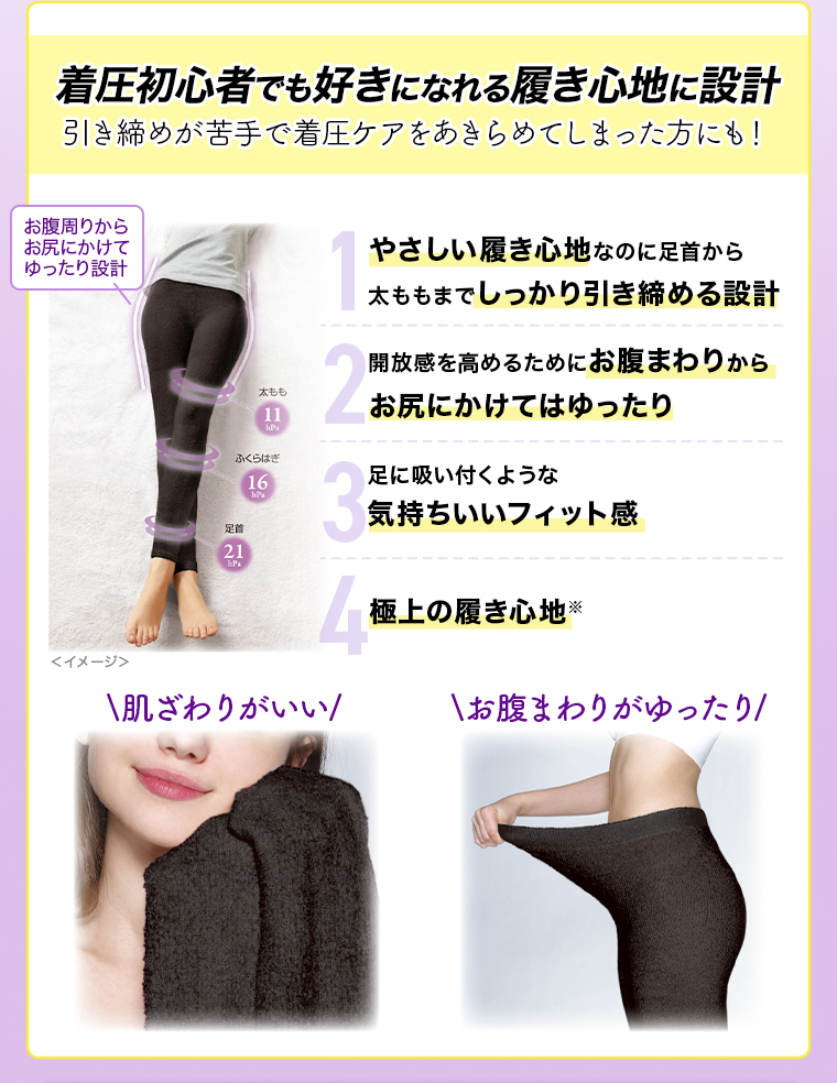 着圧初心者でも好きになれる履き心地に設計