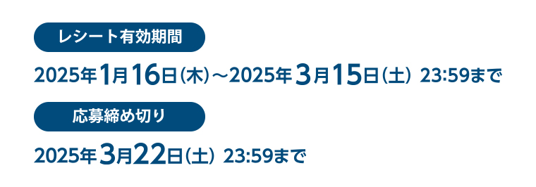 レシート有効期間 応募締め切り