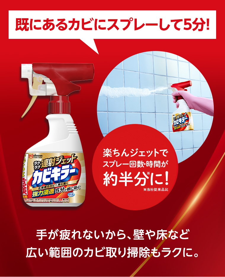 既にあるカビにスプレーして5分！