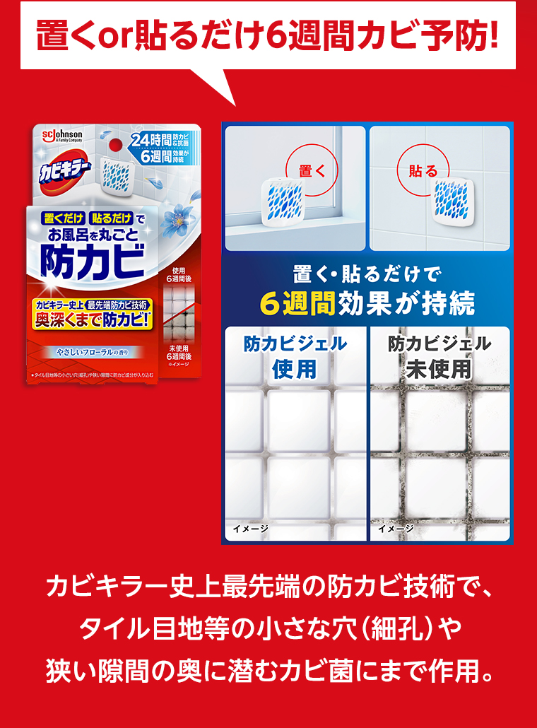 置くor貼るだけ6週間カビ予防！