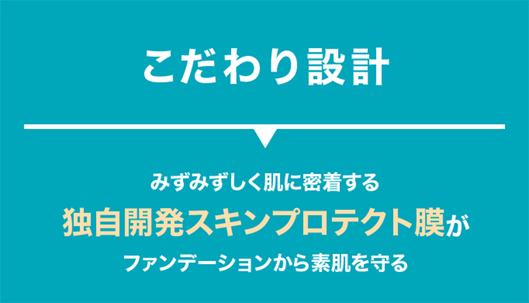 こだわり設計 みずみずしく肌に密着する独自開発スキンプロテクト膜がファンデーションから素肌を守る