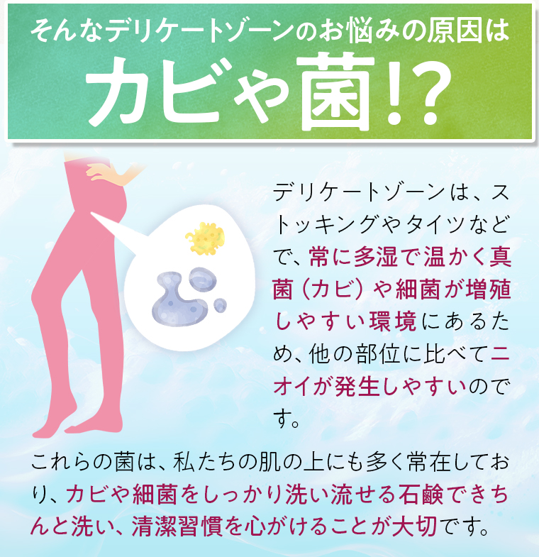 そんなデリケートゾーンのお悩みの原因はカビや菌！？