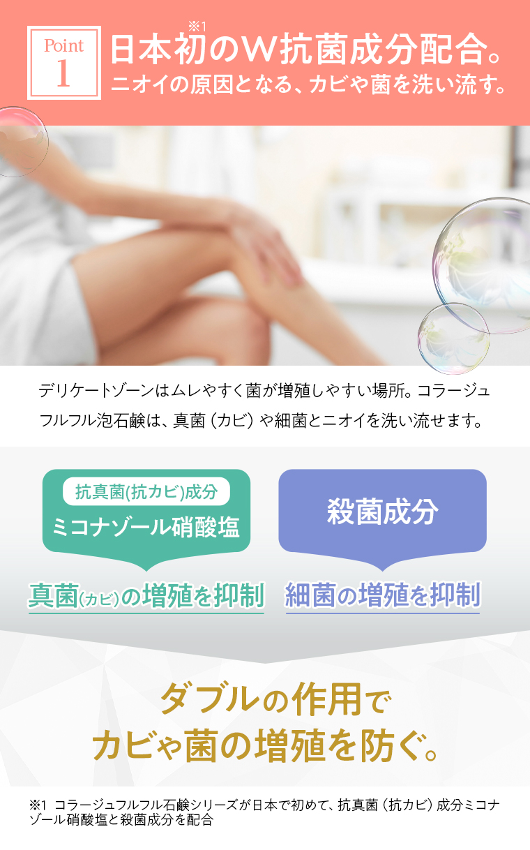 Point1.日本初のW抗菌成分配合。