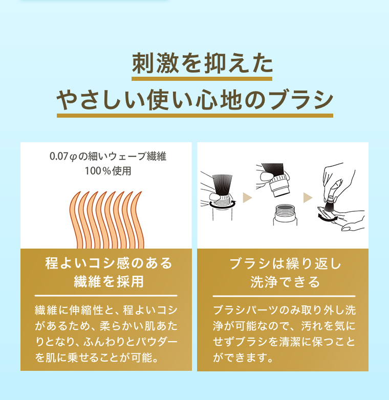 刺激を抑えた 優しい使い心地のブラシ