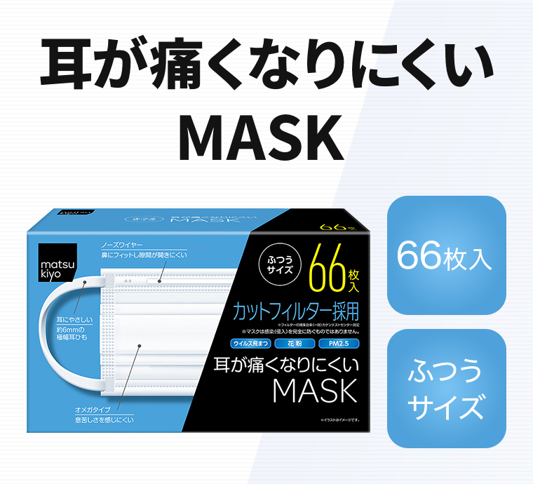 耳が痛くなりにくいMASK【66枚入】【ふつうサイズ】