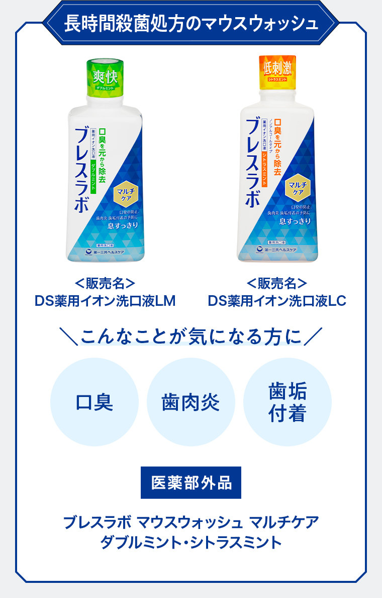 長時間殺菌処方のマウスウォッシュ