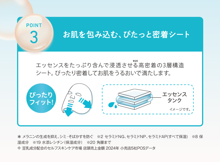 POINT03 お肌を包み込む、ぴたっと密着シート