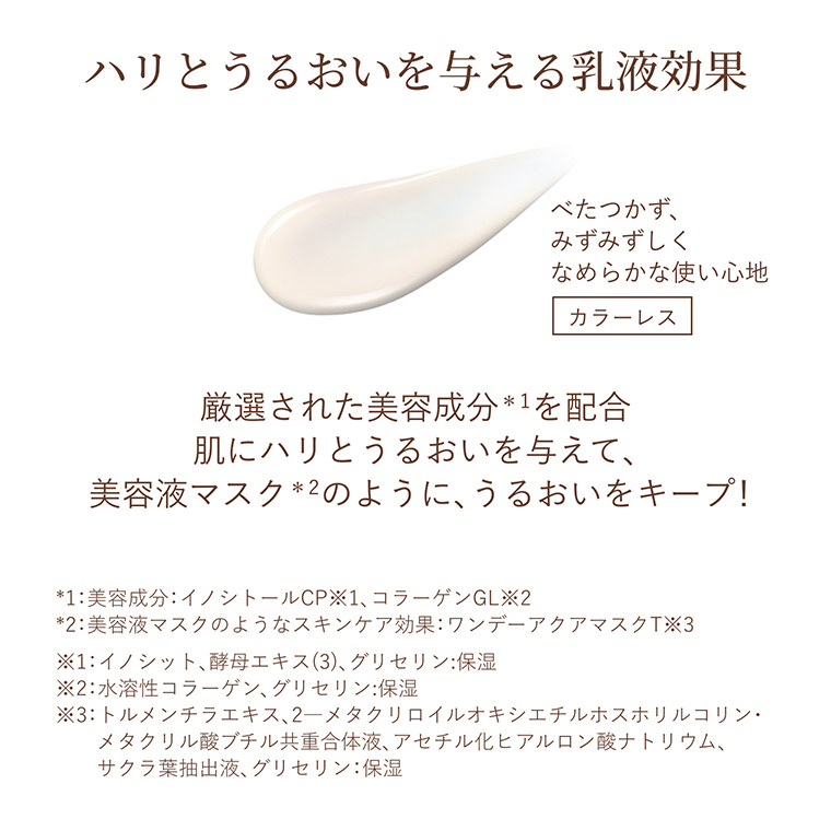 ハリとうるおいを与える乳液効果