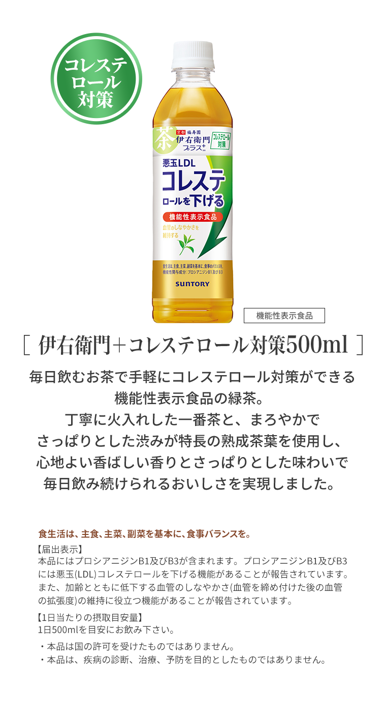 ［伊右衛門＋コレステロール対策500ml］